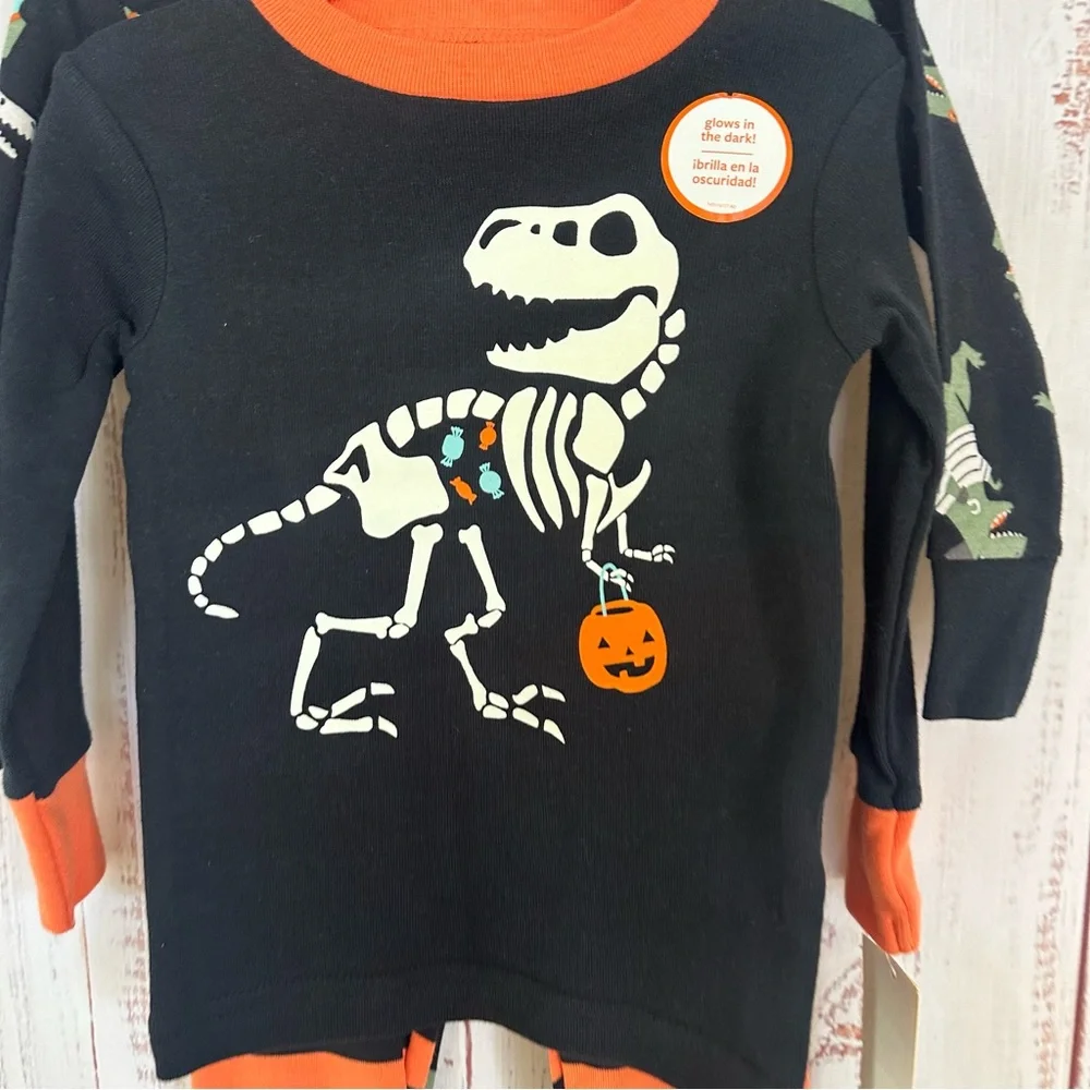 Carters 4 Piece Toddler Dinosaur PJ's, Matching Pajama Sets, Glow in dark